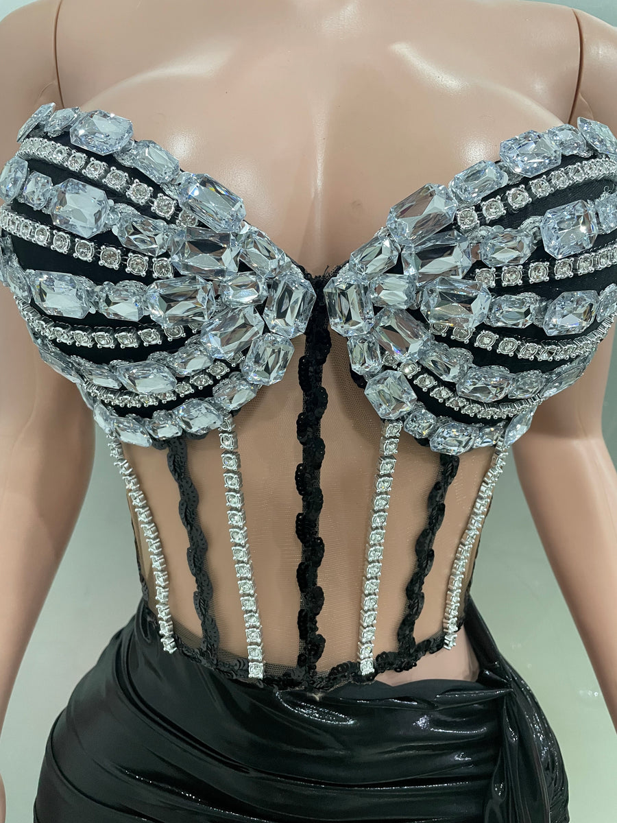 DIAMONDS CORSET SET TOP AND SKIRT