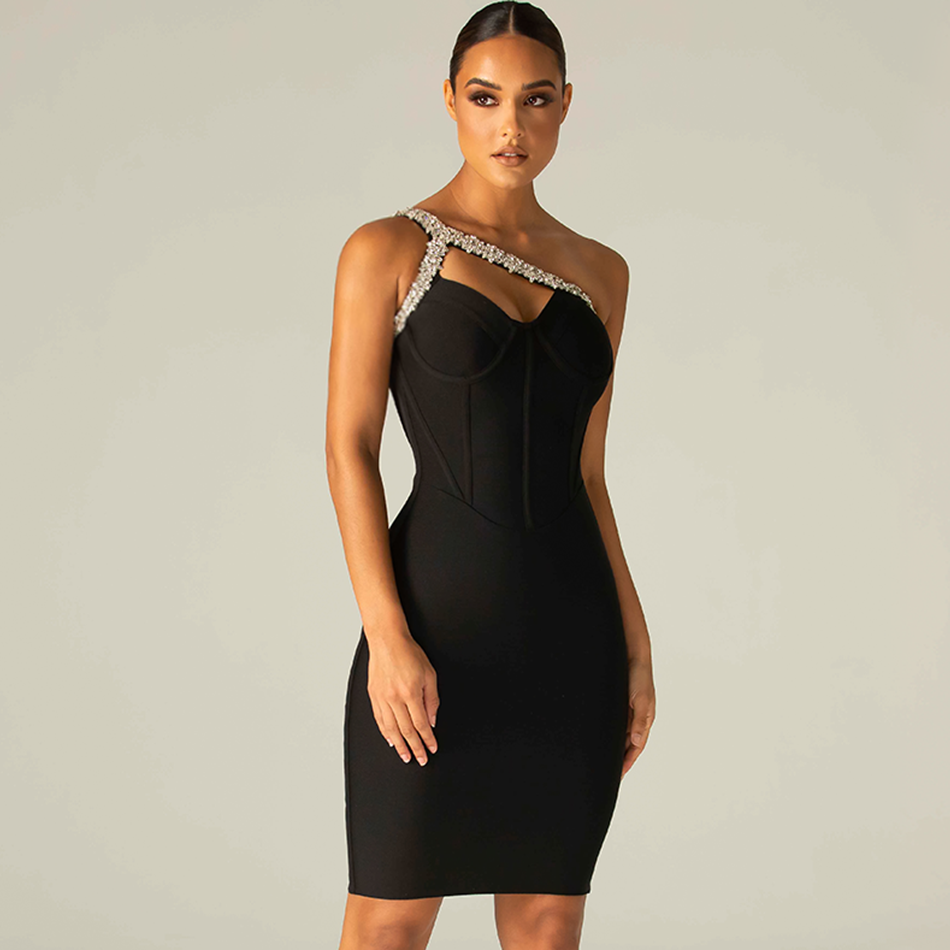 ANASTACIA CRYSTAL EMBELLISHED BANDAGE COCKTAIL DRESS