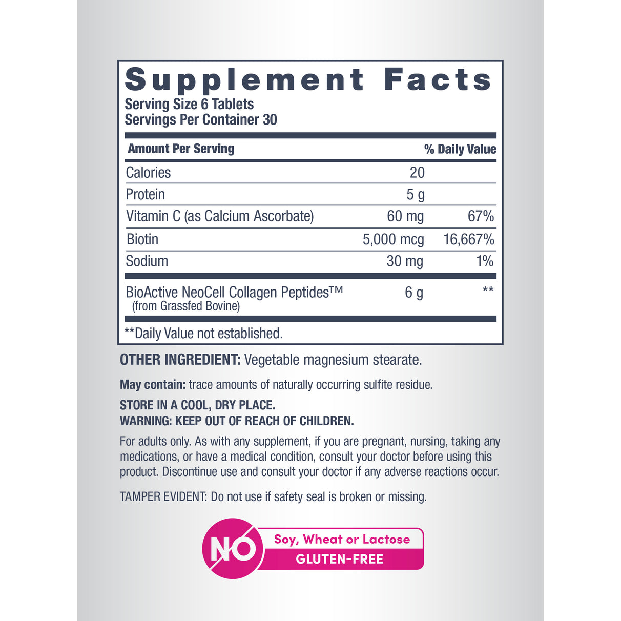 COLLAGEN PEPTIDES + VITAMIN C & BIOTIN 180 TABLETS
