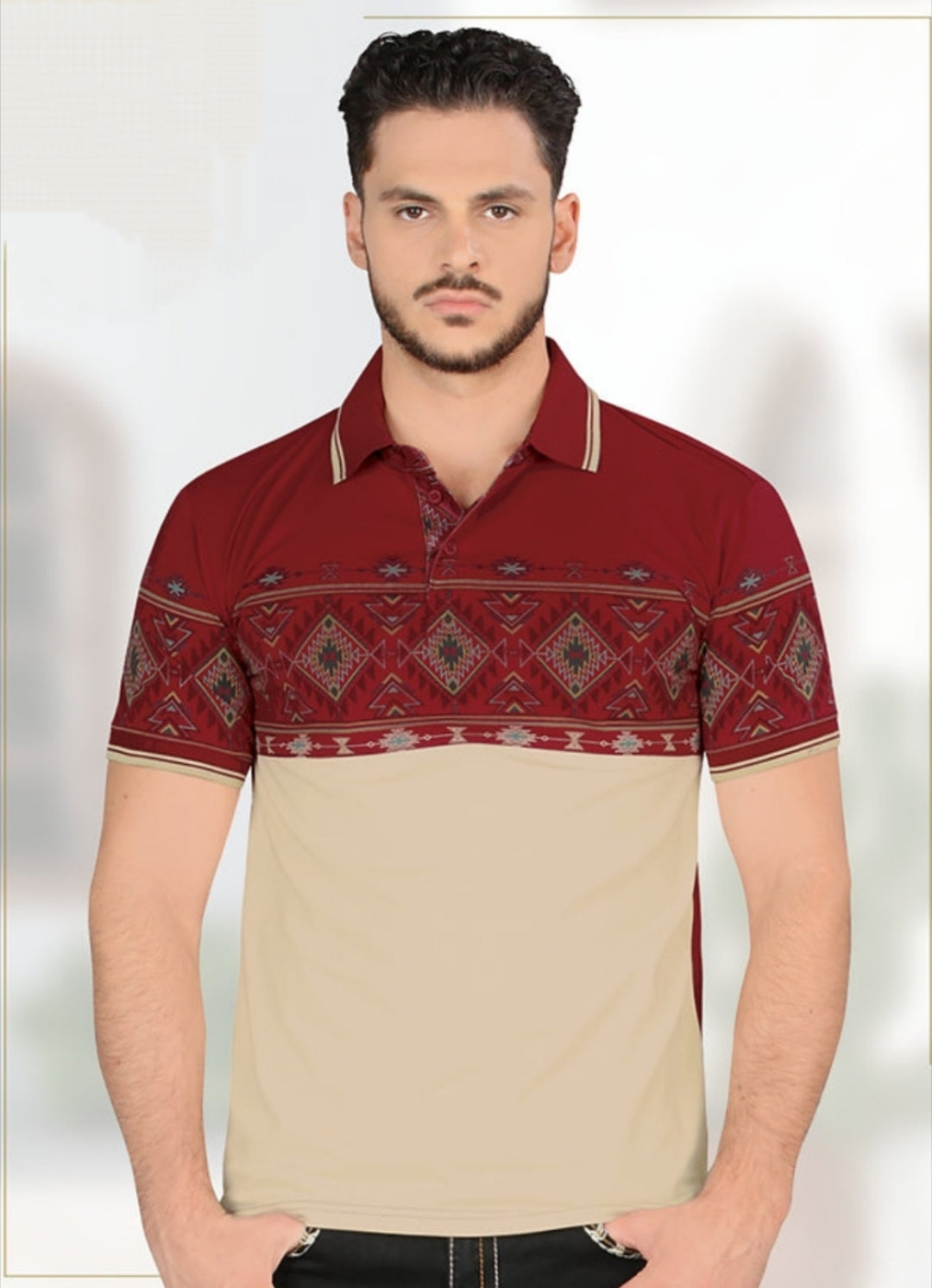 AZTEC PRINTED MEN POLO SHIRT