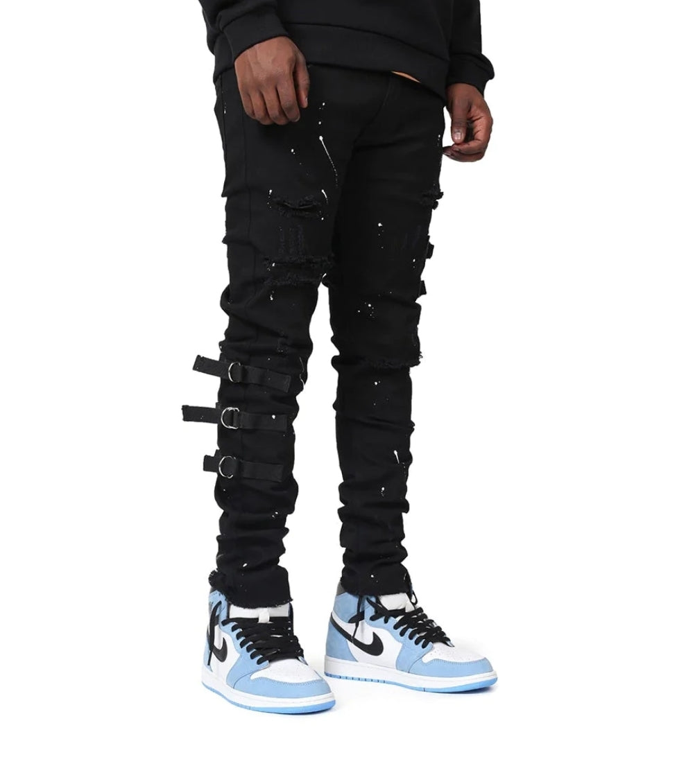 BELTED RIPPED DESTROYED MEN'S JEAN'S