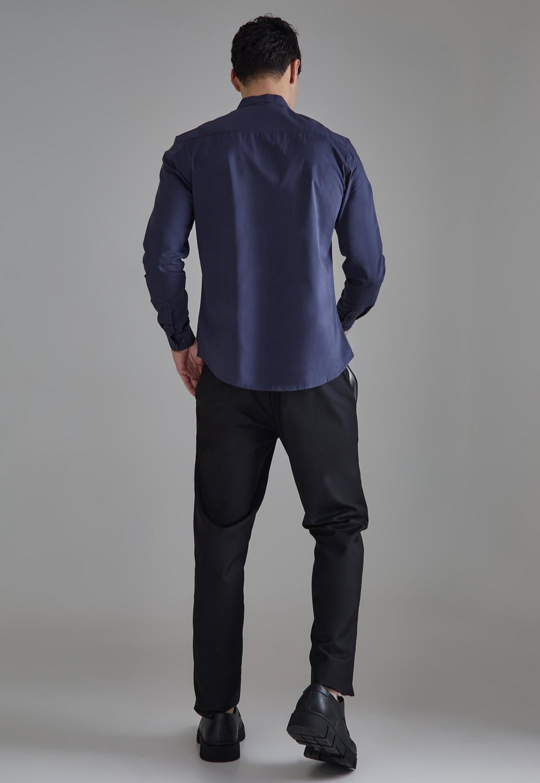 GRANDAD COLLAR SLIM LONG SLEEVE SHIRT
