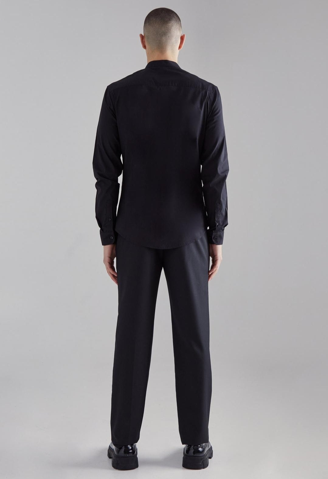 GRANDAD COLLAR SLIM LONG SLEEVE SHIRT