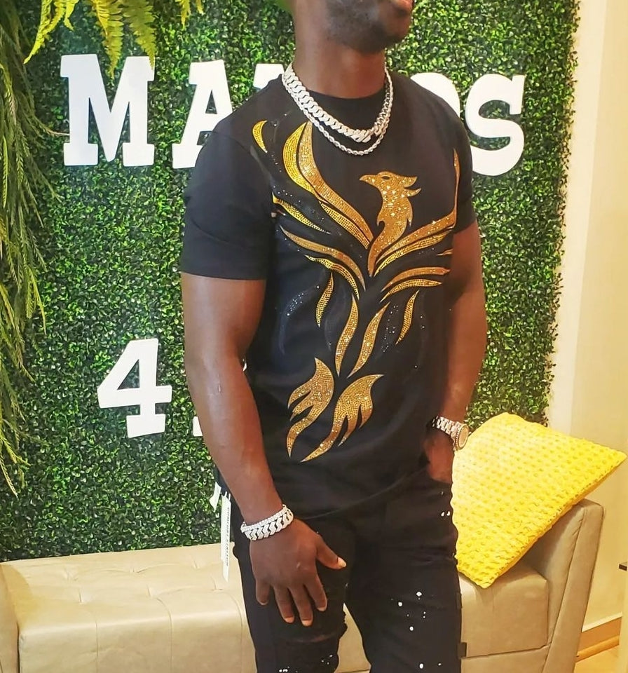 MEN RHINESTONE EMBELLISHED T SHIRT