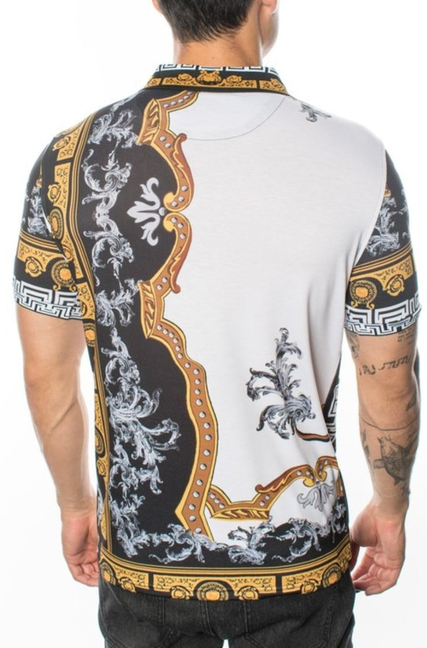 BAROQUE PRINT STRETCH POLO SHIRT