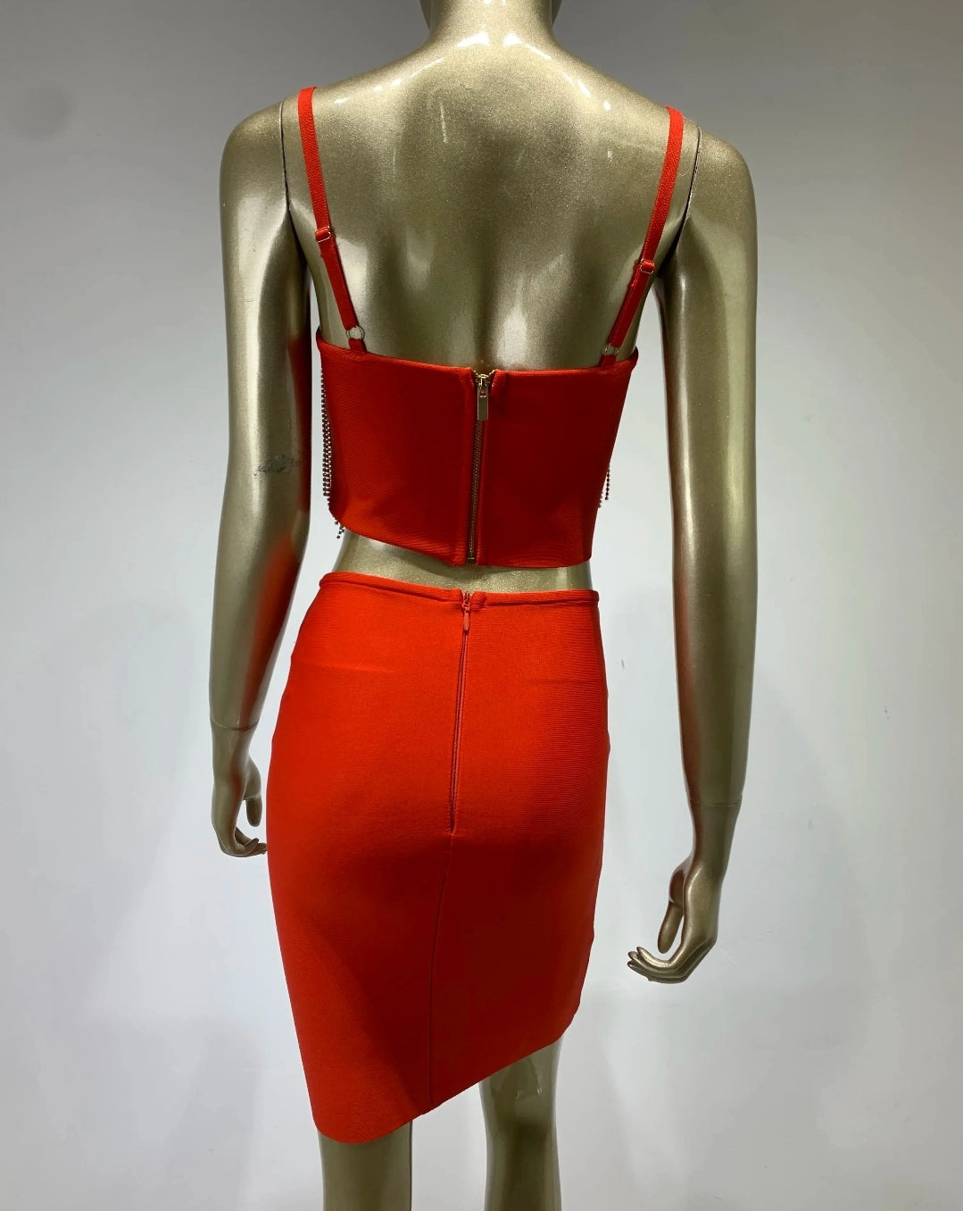 SEXY SLEEVELESS DIAMONDS SPARKLY BANDAGE TOP & SKIRT SET