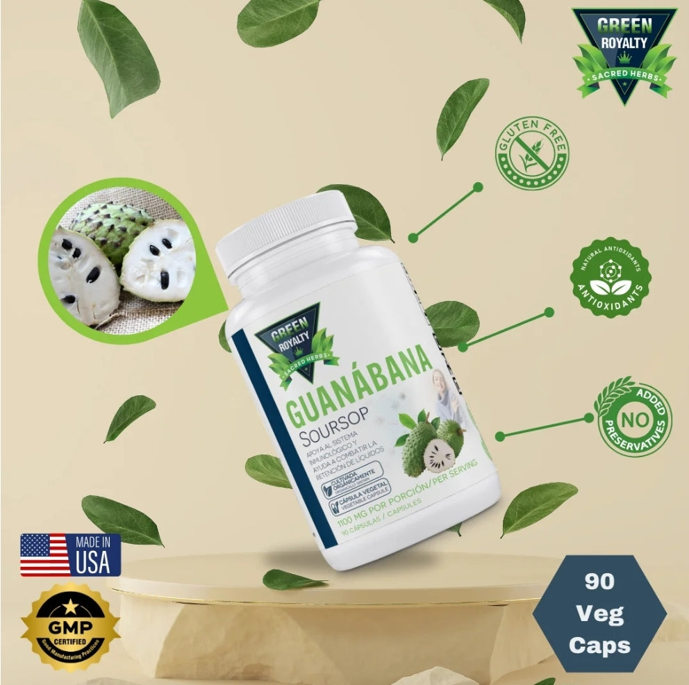 GREEN ROYALTI GRAVIOLA GUANABANA SOURSOP CAPSULES IMMUNE SUPPORT