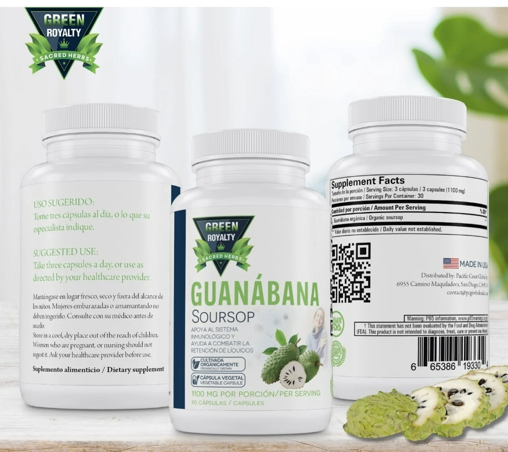 GREEN ROYALTI GRAVIOLA GUANABANA SOURSOP CAPSULES IMMUNE SUPPORT