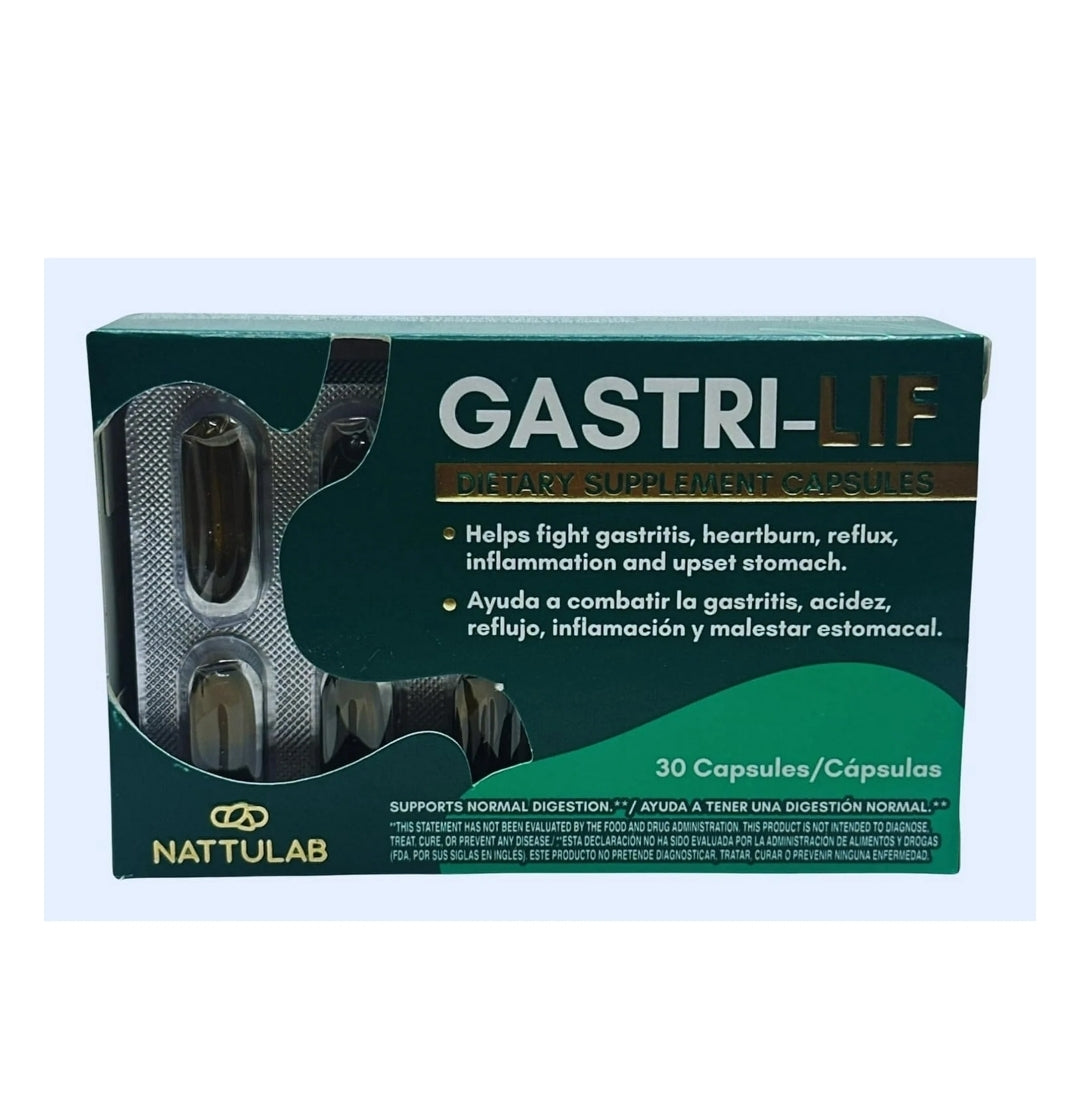 GASTRI-LIF SUPPLEMENT HERBAL BLEND WITH NATURAL INGREDIENTS 30 CAPSULES