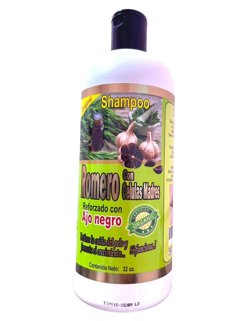 SHAMPOO DE ROMERO CON CELULAS MADRE REFORZADO CON AJO NEGRO 32 OZ.