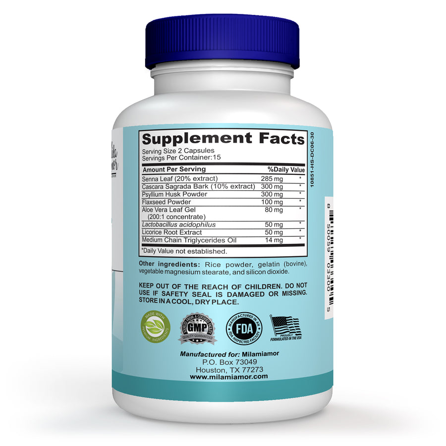 15 DAY CLEANSE GUT AND COLON SUPPORT WITH SENNA CASCARA SAGRADA AND PSYLLIUM HUSK CAFFEINE FREE