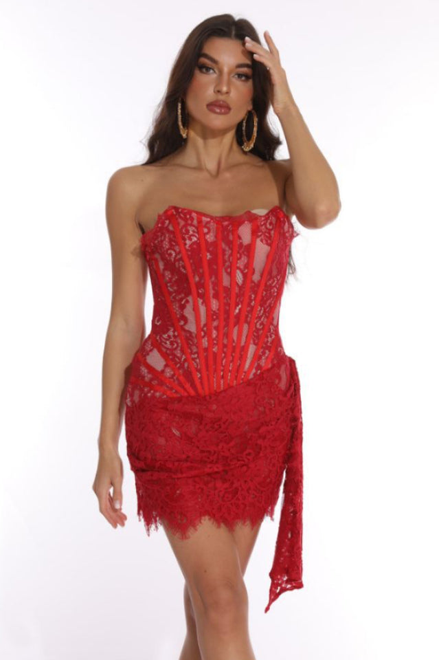 CARLOTA LACE CORSET BUSTIER MINI DRESS