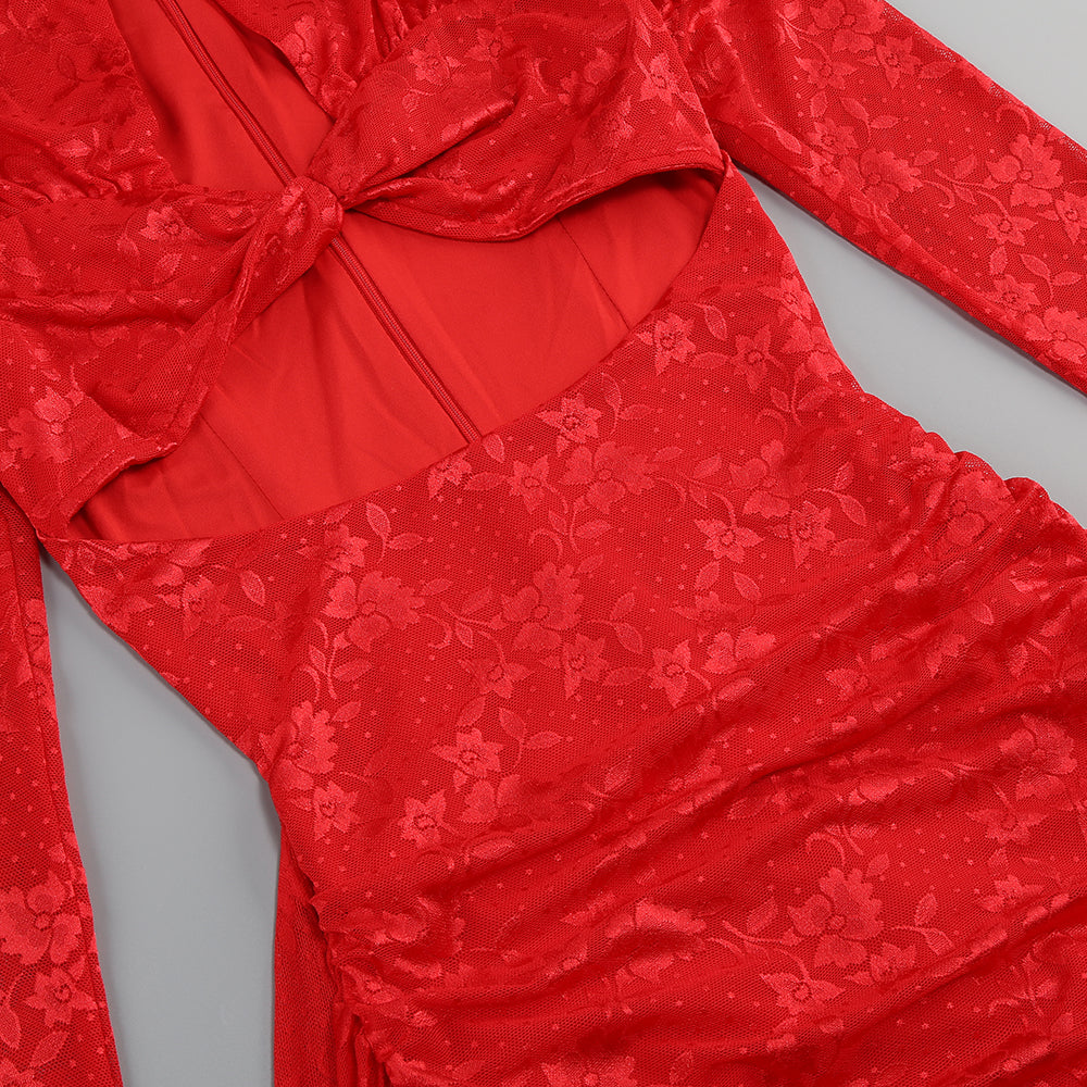 BELLA DRAPED MINI DRESS WITH GLOVES