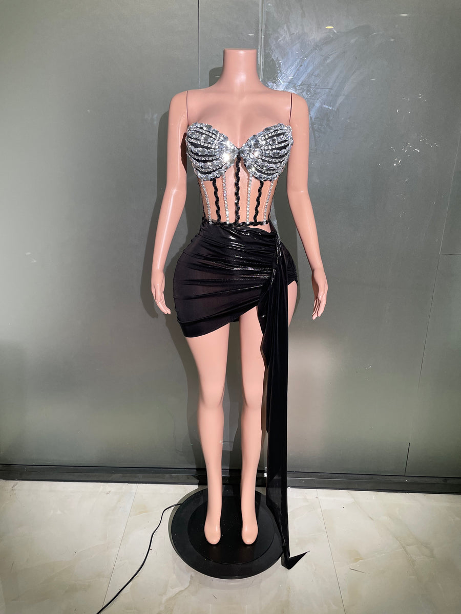 DIAMONDS CORSET SET TOP AND SKIRT