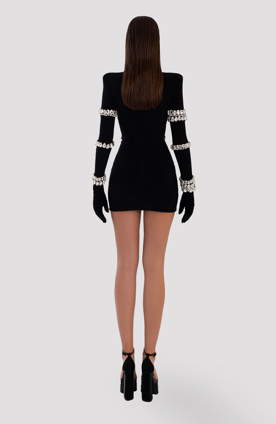 MILA BANDAGE BEADING LONG SLEEVE MINI DRESS