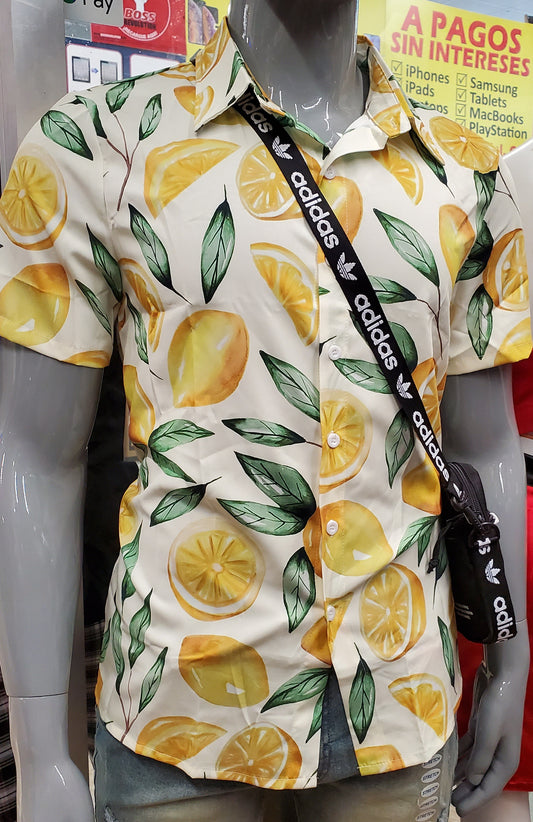 LEMON VIBRANT PRINT MEN HAWAIIAN SHIRT