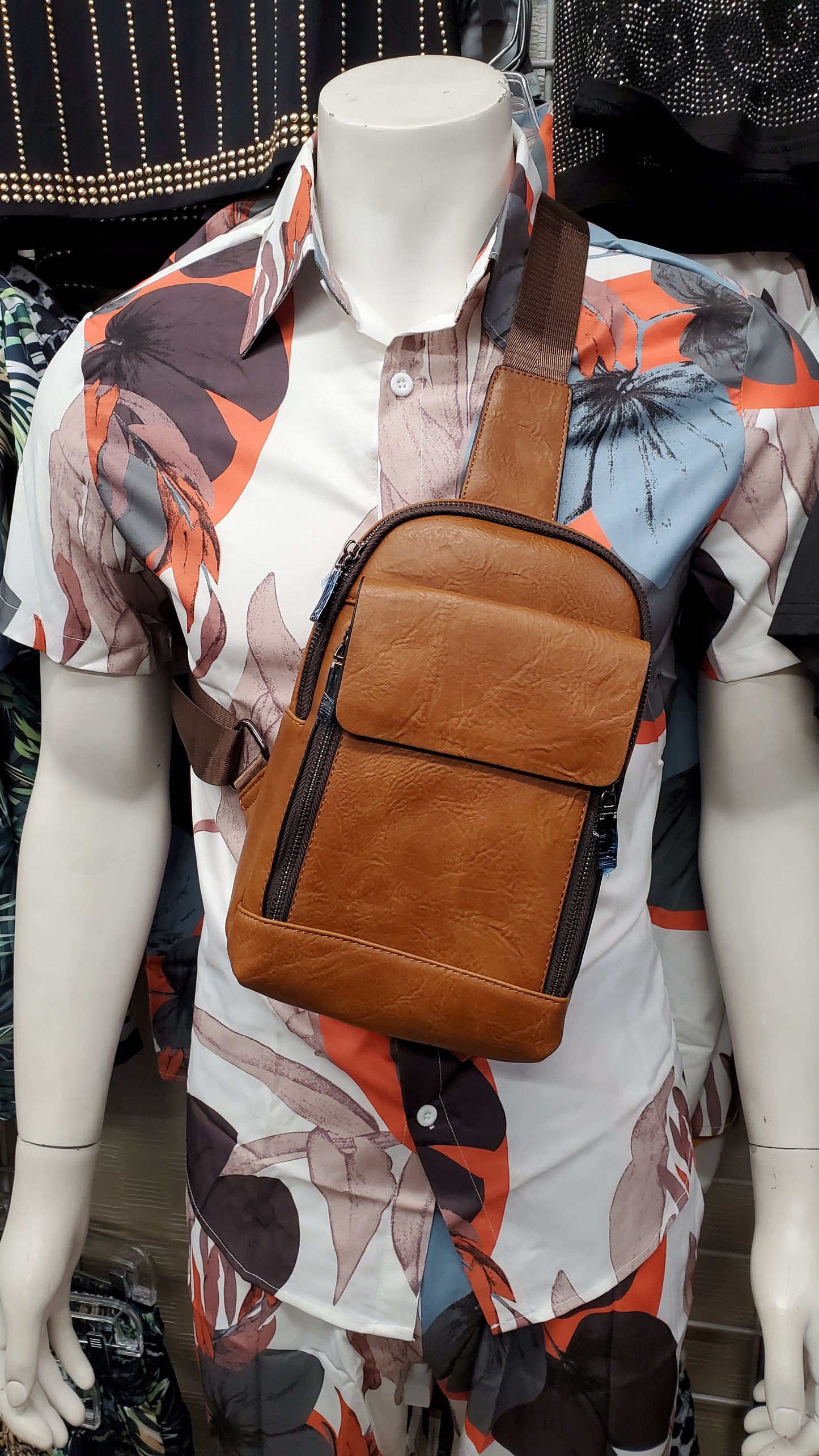 PLAIN FAUX-ZIPPER CROSSBODY BAG