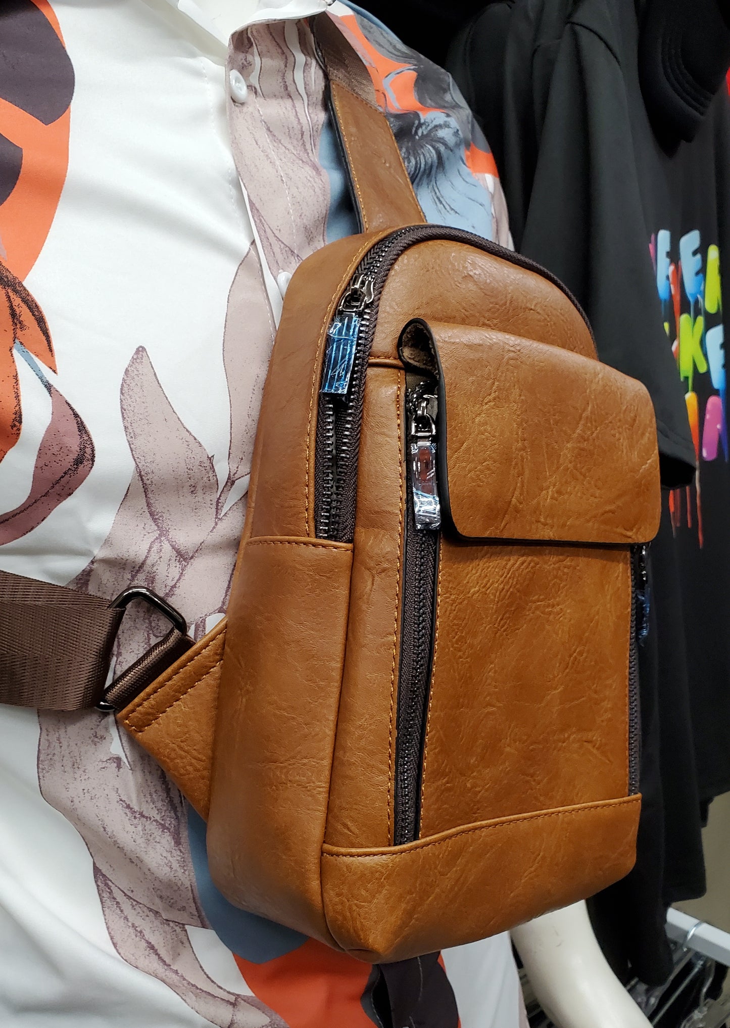 PLAIN FAUX-ZIPPER CROSSBODY BAG