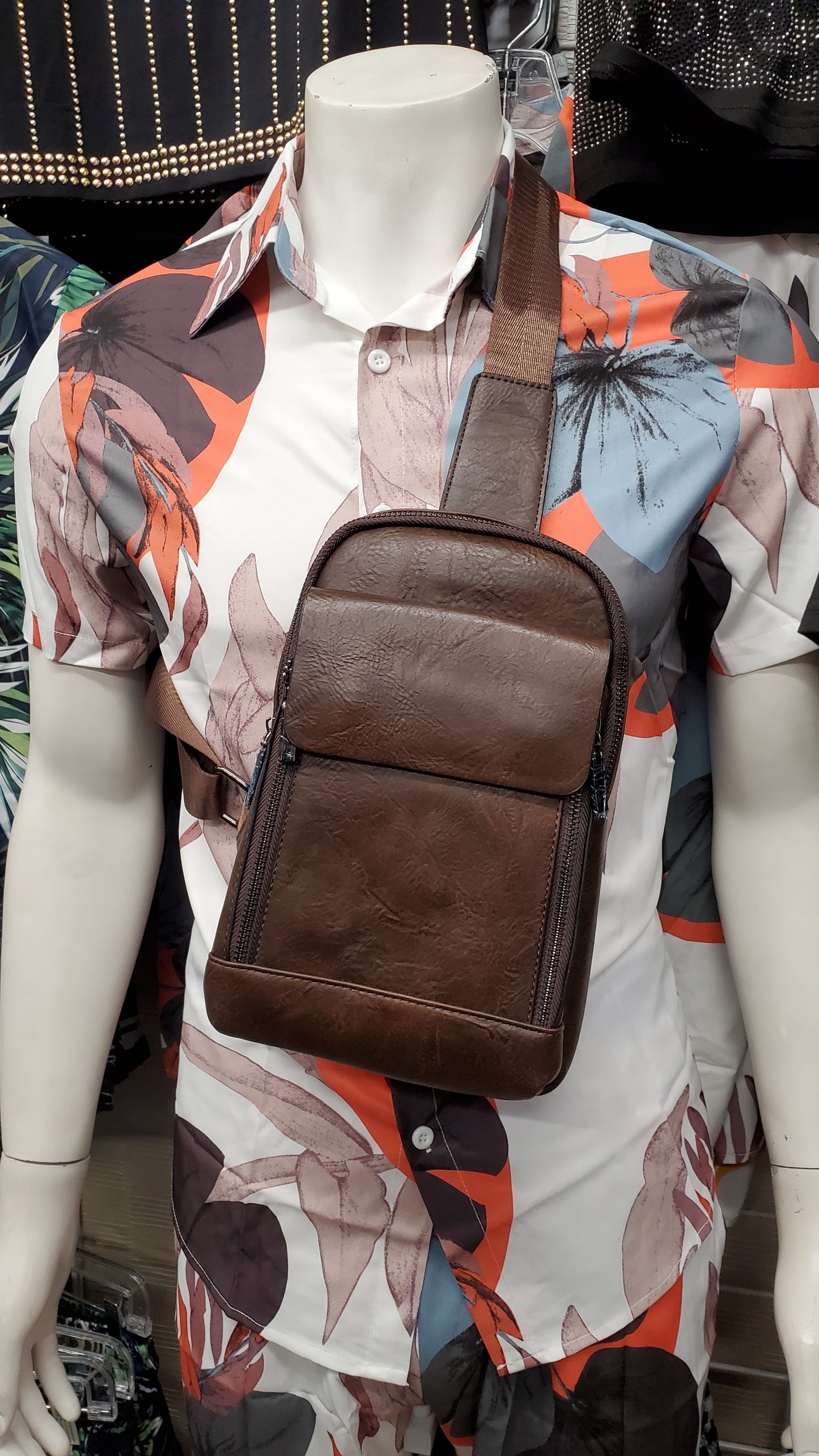 PLAIN FAUX-ZIPPER CROSSBODY BAG