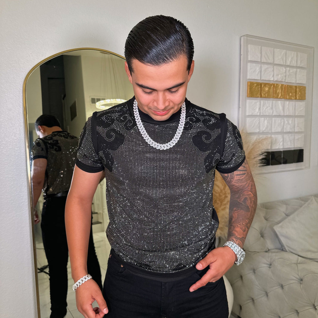 MEN'S RHINESTONE DETAILS SHIRT