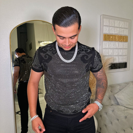 MEN'S RHINESTONE DETAILS SHIRT