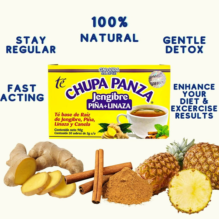 TEA CHUPA PANZA BASED ONGINGER ROOT PINEAPPLE FLAX SEED AND CINNAMON