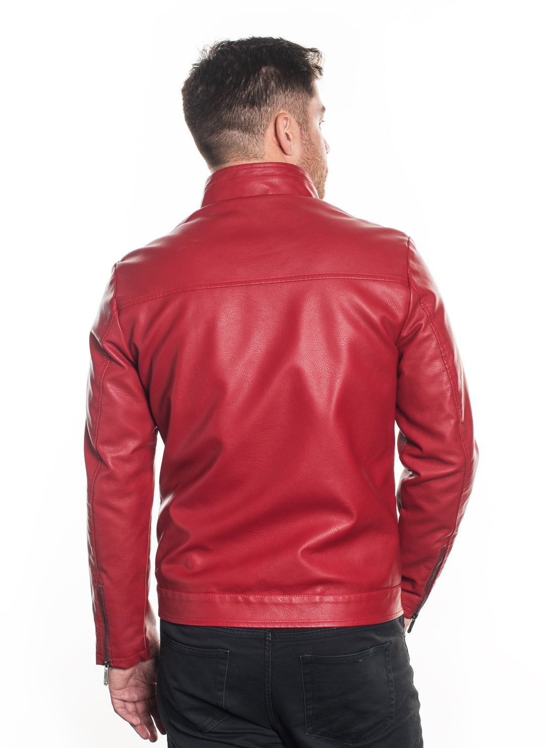 ELEGANT MEN TAILORED FRONT ZIP PLEATHER JACKET