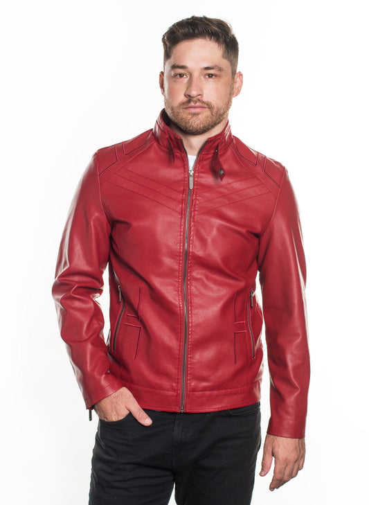 ELEGANT MEN TAILORED FRONT ZIP PLEATHER JACKET