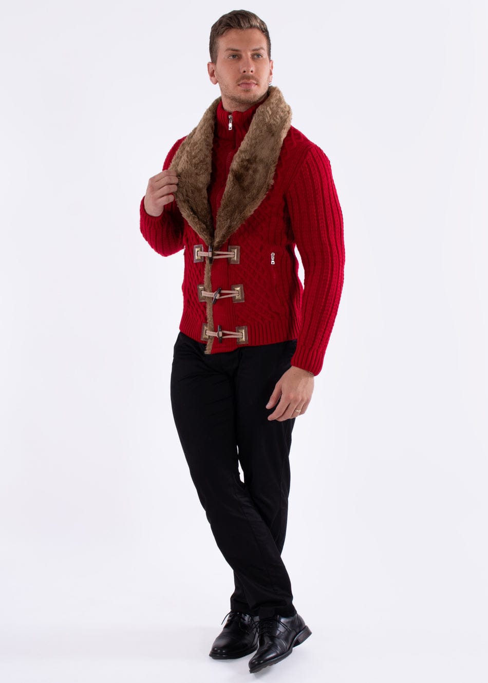 Tyler Sweater with Fur Collar - Blue