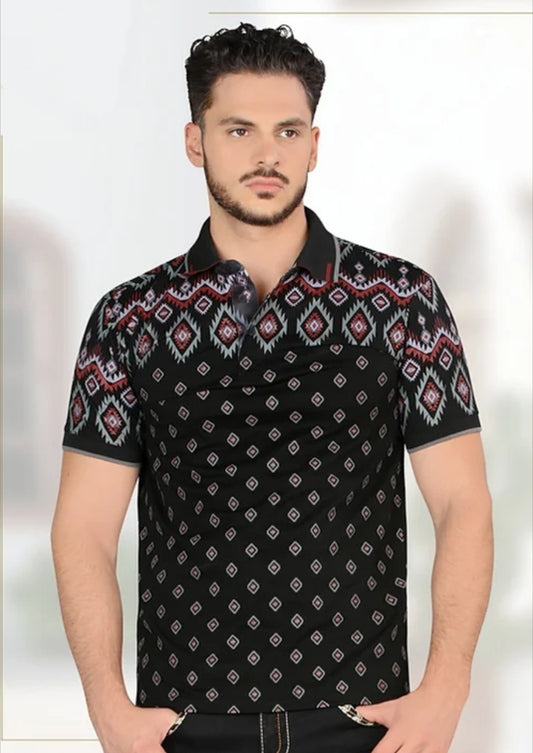 TRIBAL PRINTED MEN POLO SHIRT