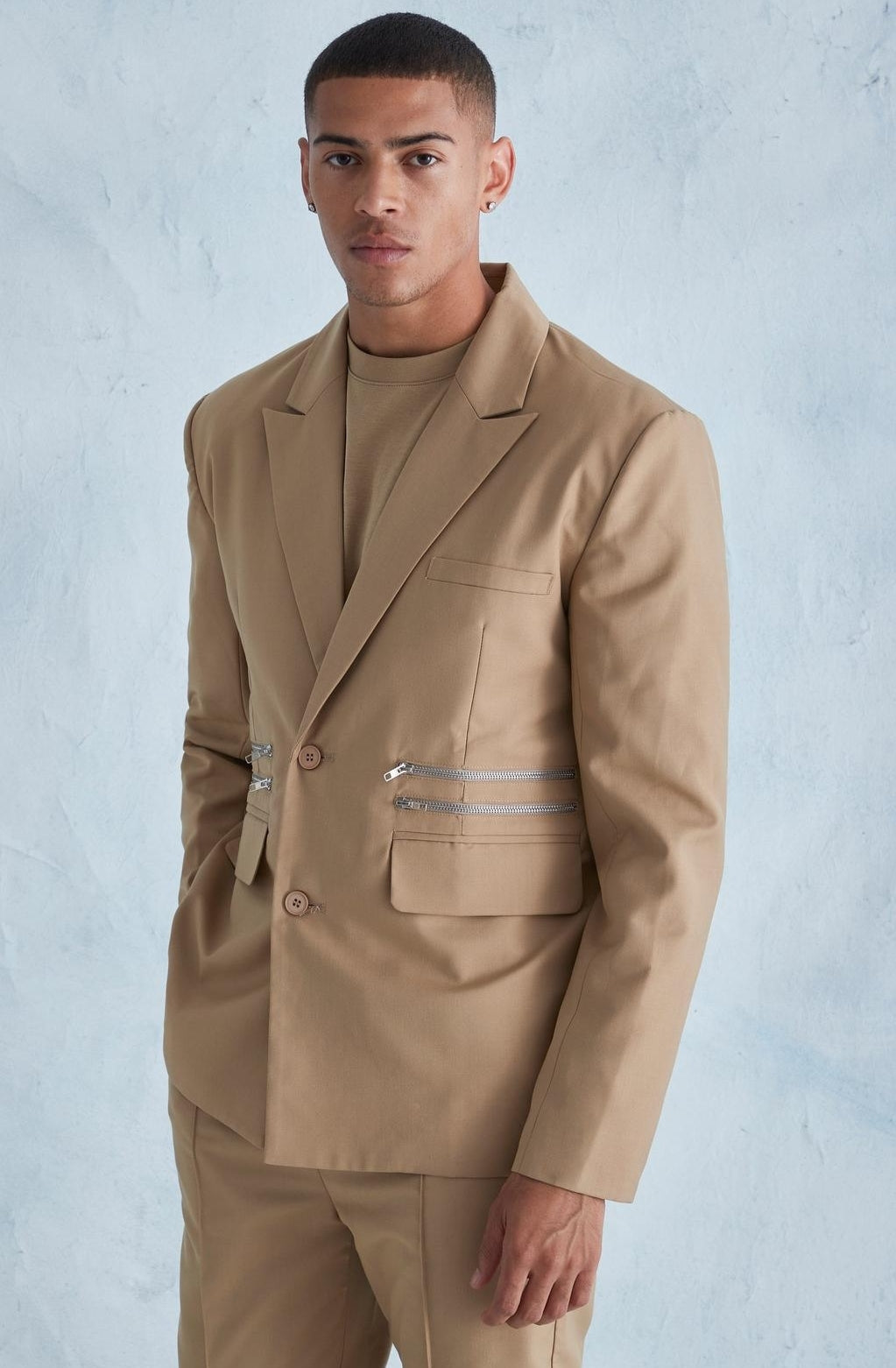 OVERSIZED BOXY ZIPPER DETAIL JACKET BLAZER