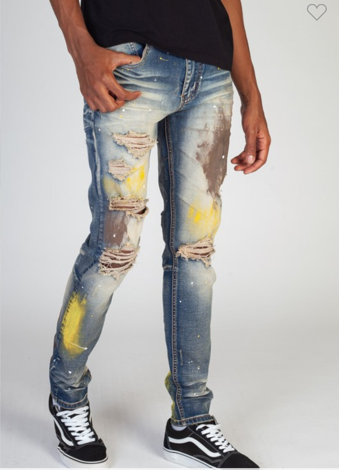 PAINTED RIPPED DESTROYED JEANS