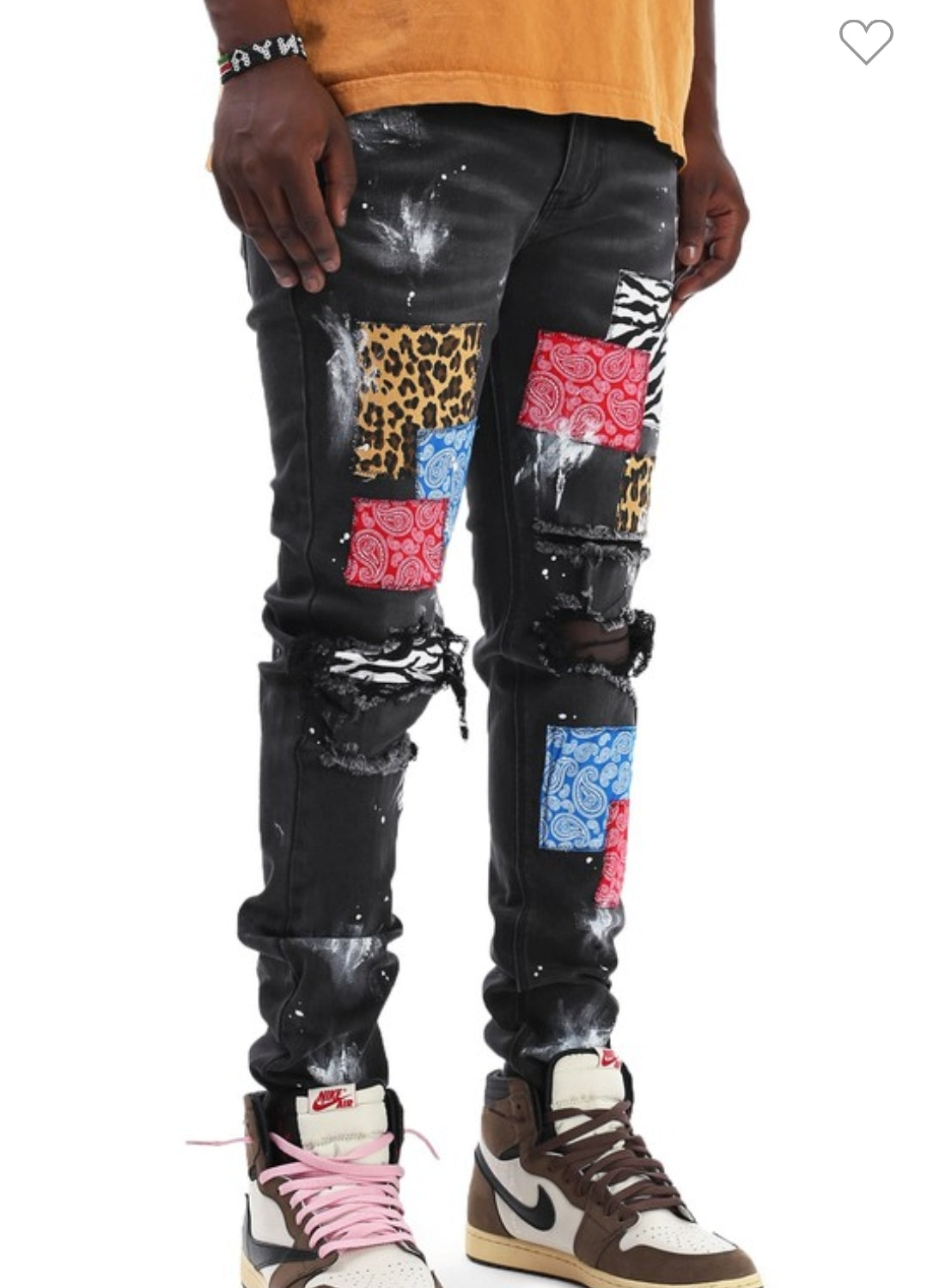 MULTIPLE PATCHES RIPS JEANS