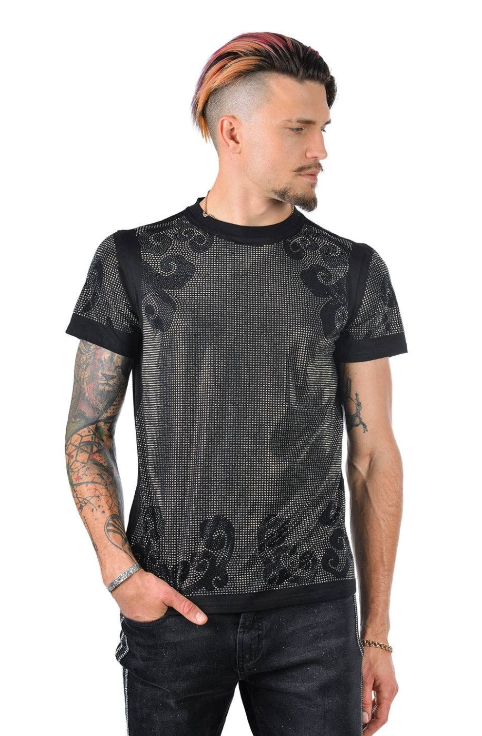 MEN'S RHINESTONE DETAILS SHIRT