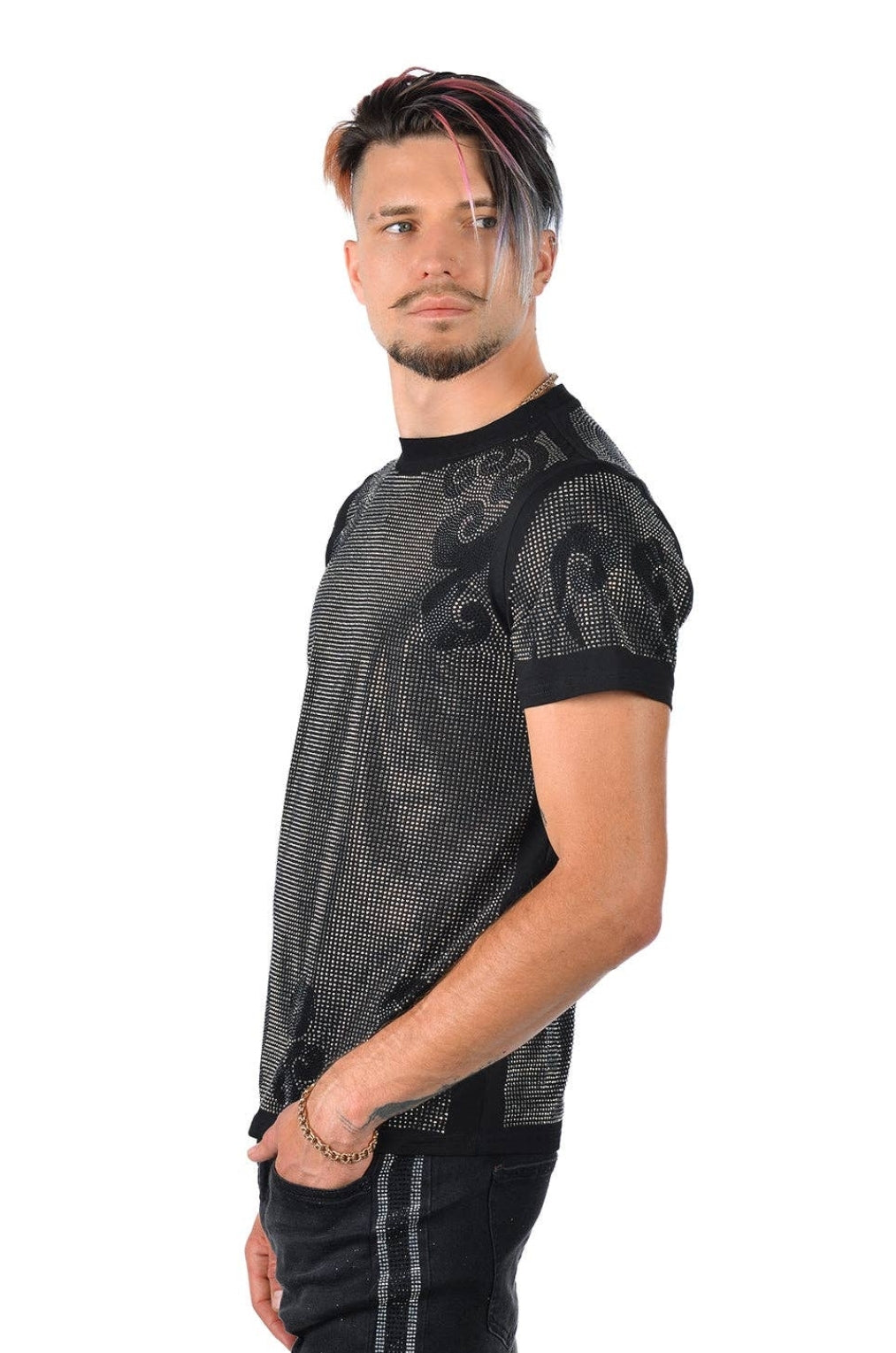 MEN'S RHINESTONE DETAILS SHIRT