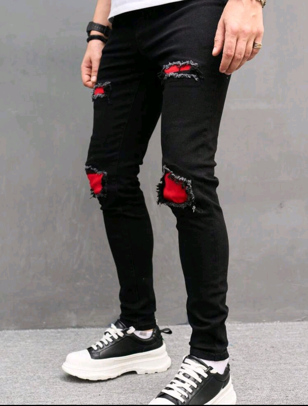 RED PATCHED MEN'S JEAN'S