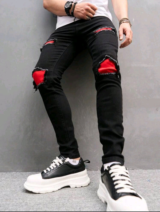 RED PATCHED MEN'S JEAN'S