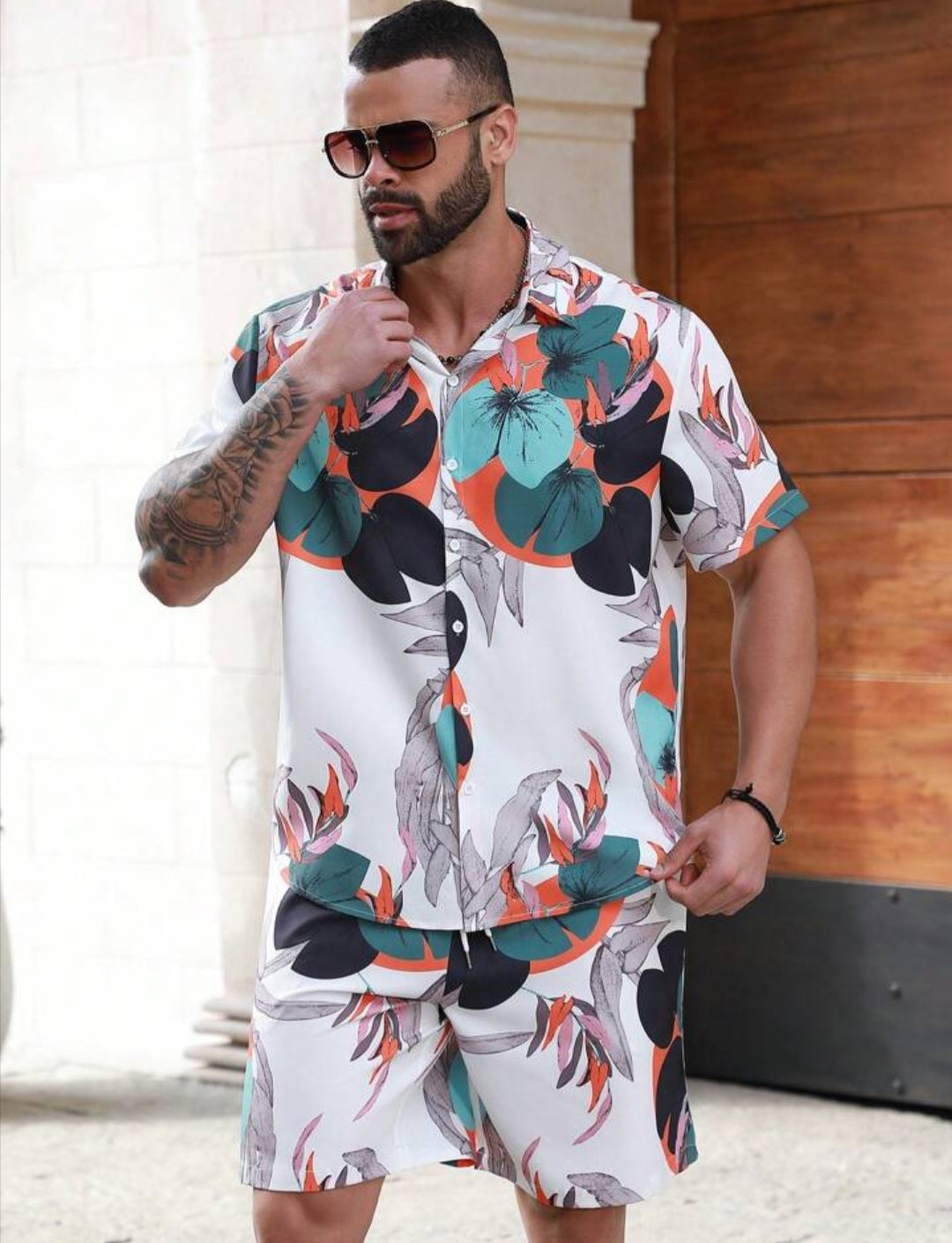 TROPICAL LEAF SET SHORT AND SHIRT
