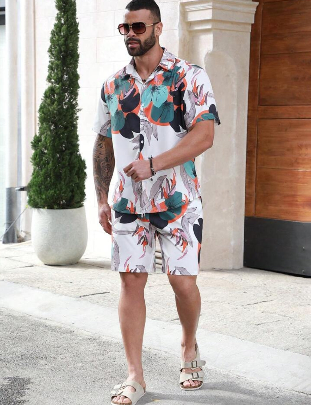 TROPICAL LEAF SET SHORT AND SHIRT