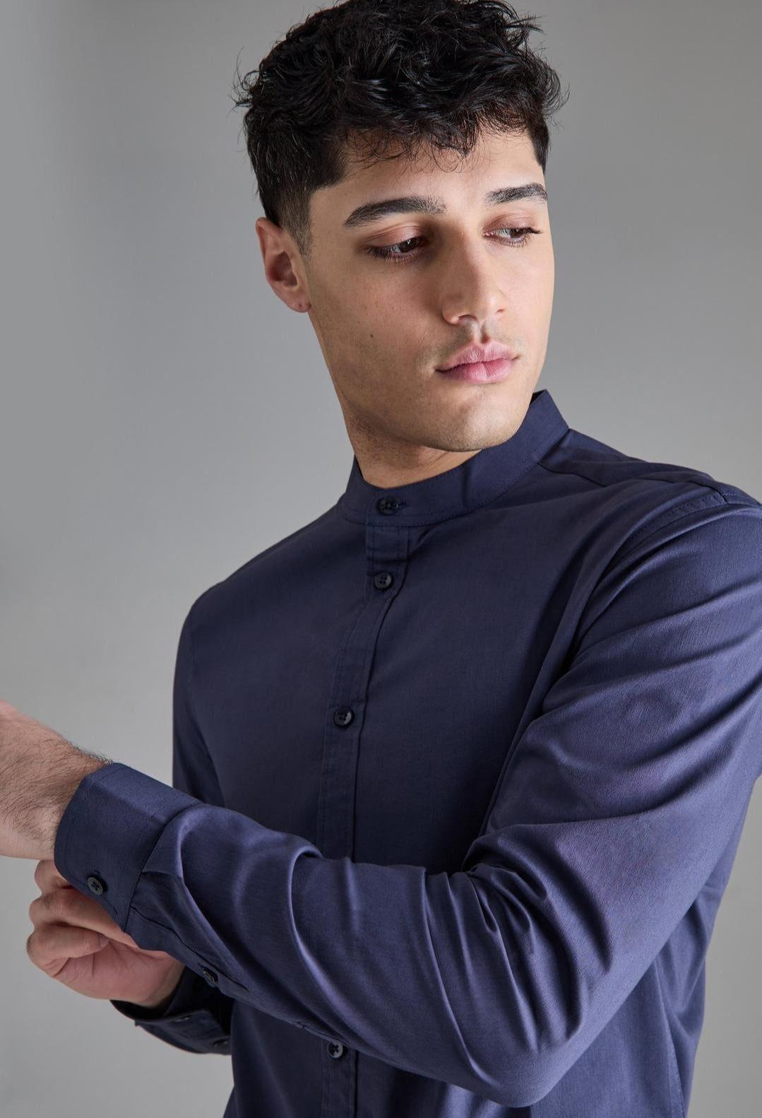 GRANDAD COLLAR SLIM LONG SLEEVE SHIRT