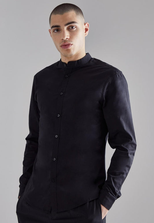 GRANDAD COLLAR SLIM LONG SLEEVE SHIRT