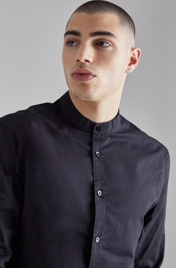 GRANDAD COLLAR SLIM LONG SLEEVE SHIRT