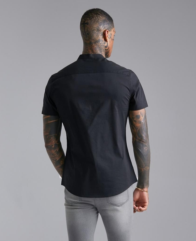 GRANDAD COLLAR SLIM SHORT SLEEVE SHIRT