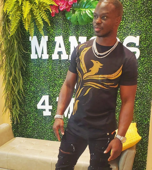 MEN RHINESTONE EMBELLISHED T SHIRT