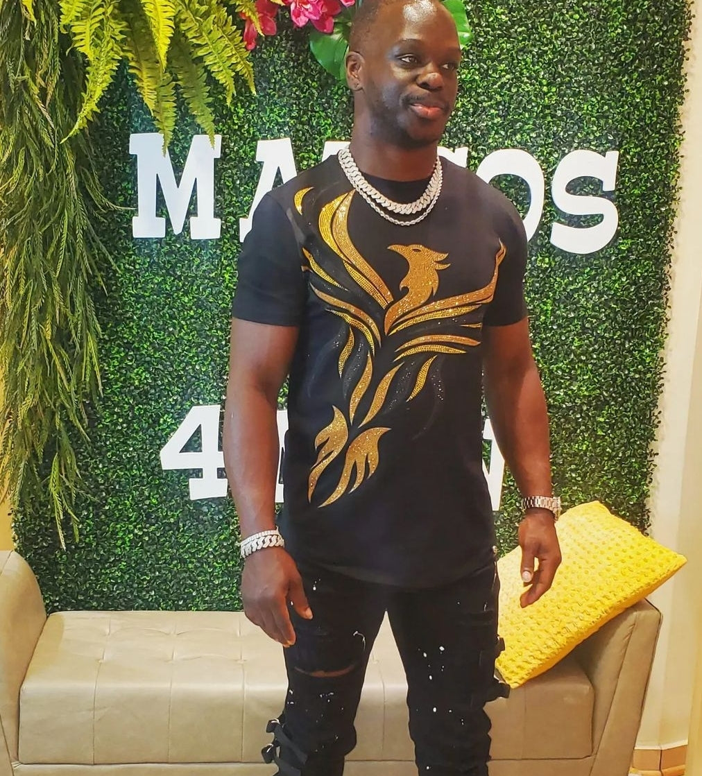 MEN RHINESTONE EMBELLISHED T SHIRT