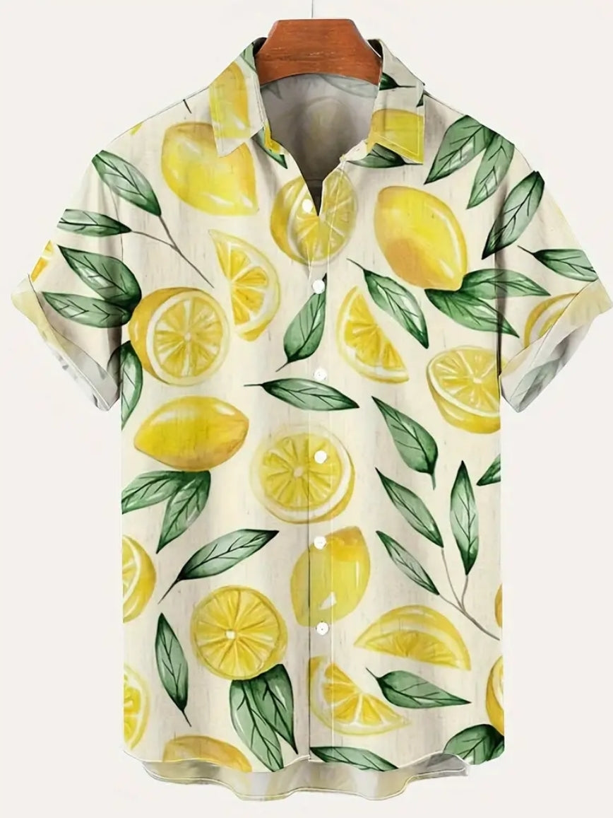 LEMON VIBRANT PRINT MEN HAWAIIAN SHIRT