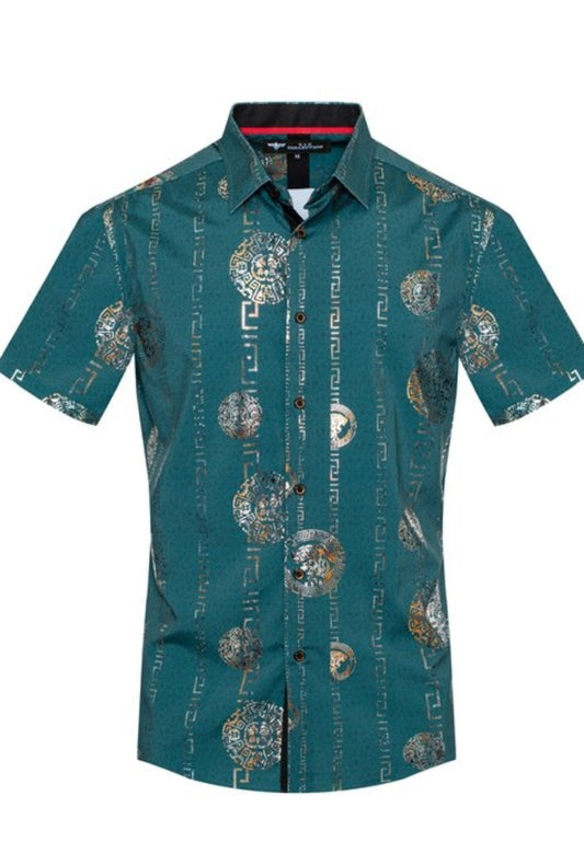 MEN FASHION PRINTED SHORT SLEEVE SHIRT