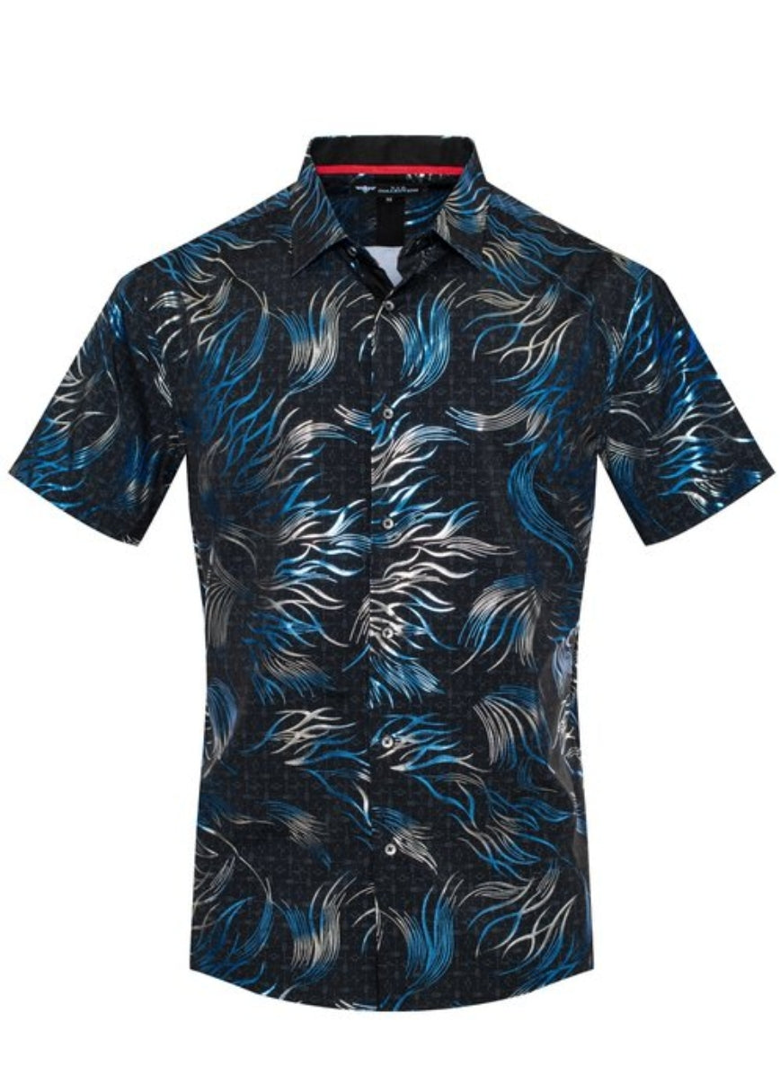 MEN FASHION PRINTED MODERN FIT SHORT SLEEVE SHIRT