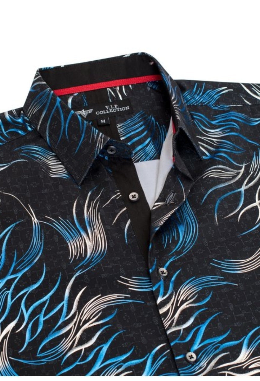 MEN FASHION PRINTED MODERN FIT SHORT SLEEVE SHIRT