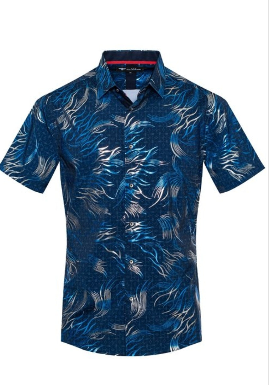 MEN FASHION PRINTED MODERN FIT SHORT SLEEVE SHIRT